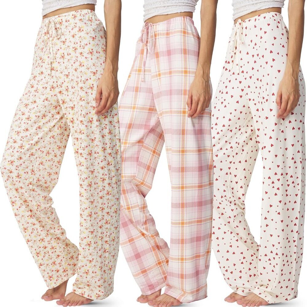 Womens Pajama PJ Pants 3 Pack Lounge Bottoms Pajamas for Women Avail in Plus Siz